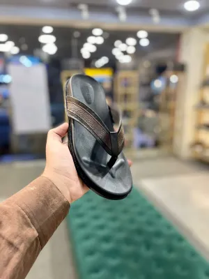 LS Pure Leather Handmade Repo - TM 364 BLK Cheese Slippers