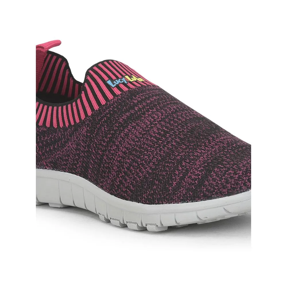 Walking Shoes Made In Usa Lucy & Luke (Black) Sports Non Lacing Walking Shoes For Kids 2123-22 By Liberty