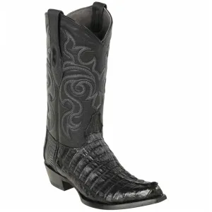 Suede Square Toe Boots Los Altos Boots - Mens Dress Cowboy Boot - Low Priced Black Caiman Tail Snip Toe Cowboy Boot- in  Black