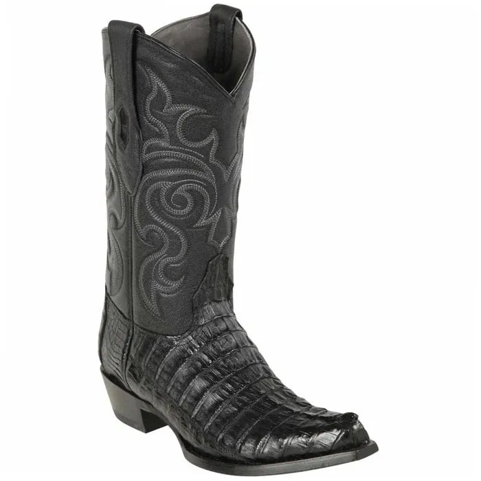 Los Altos Boots - Mens Dress Cowboy Boot - Low Priced Black Caiman Tail Snip Toe Cowboy Boot- in  Black Dan Post Boots