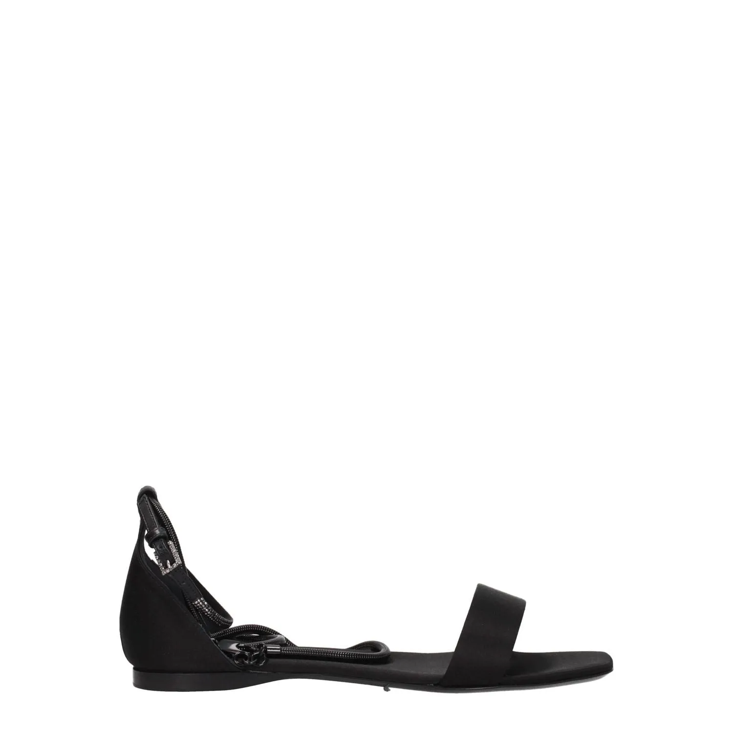 Primark Flat Shoes Max Mara Black Satin Flat Sandals