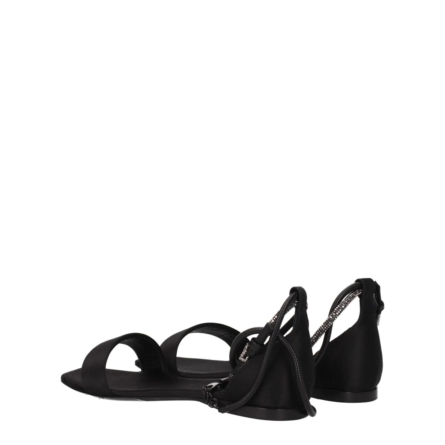 Flat Out Of Heels Shoes Max Mara Black Satin Flat Sandals