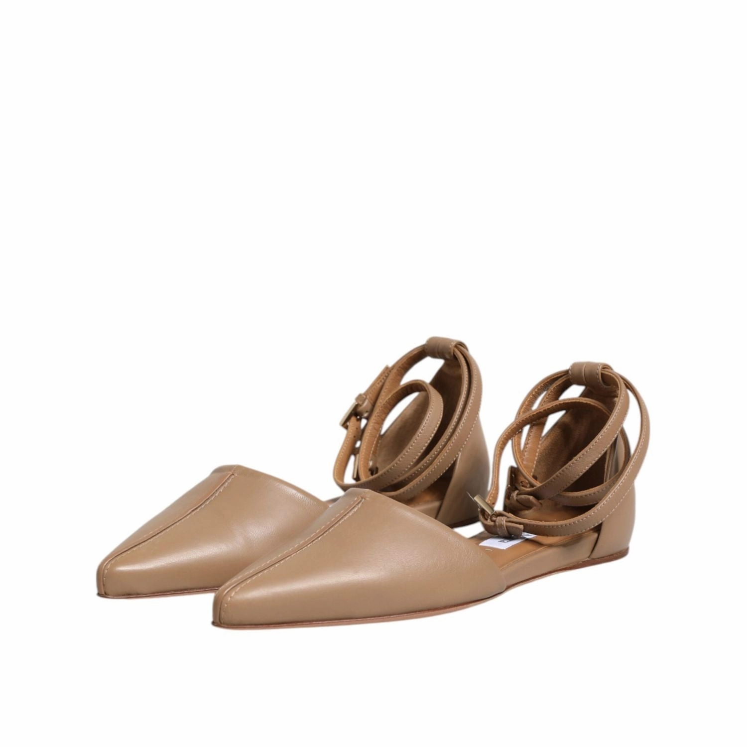 Max Mara Beige Leather Pointed Toe Sandals Ballet Flat Shoes Payless Shoes Ballerina Flats