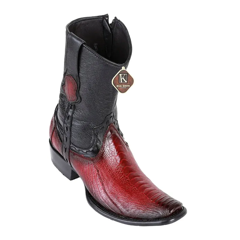Men's King Exotic Ostrich Leg Boots Dubai Toe Handcrafted Faded Burgundy (479B0543) Target Boots