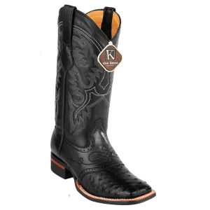 Men's King Exotic Square Toe Ostrich Boots Rubber Sole & Saddle Black (48230305) Those Boots Are Made For Walking