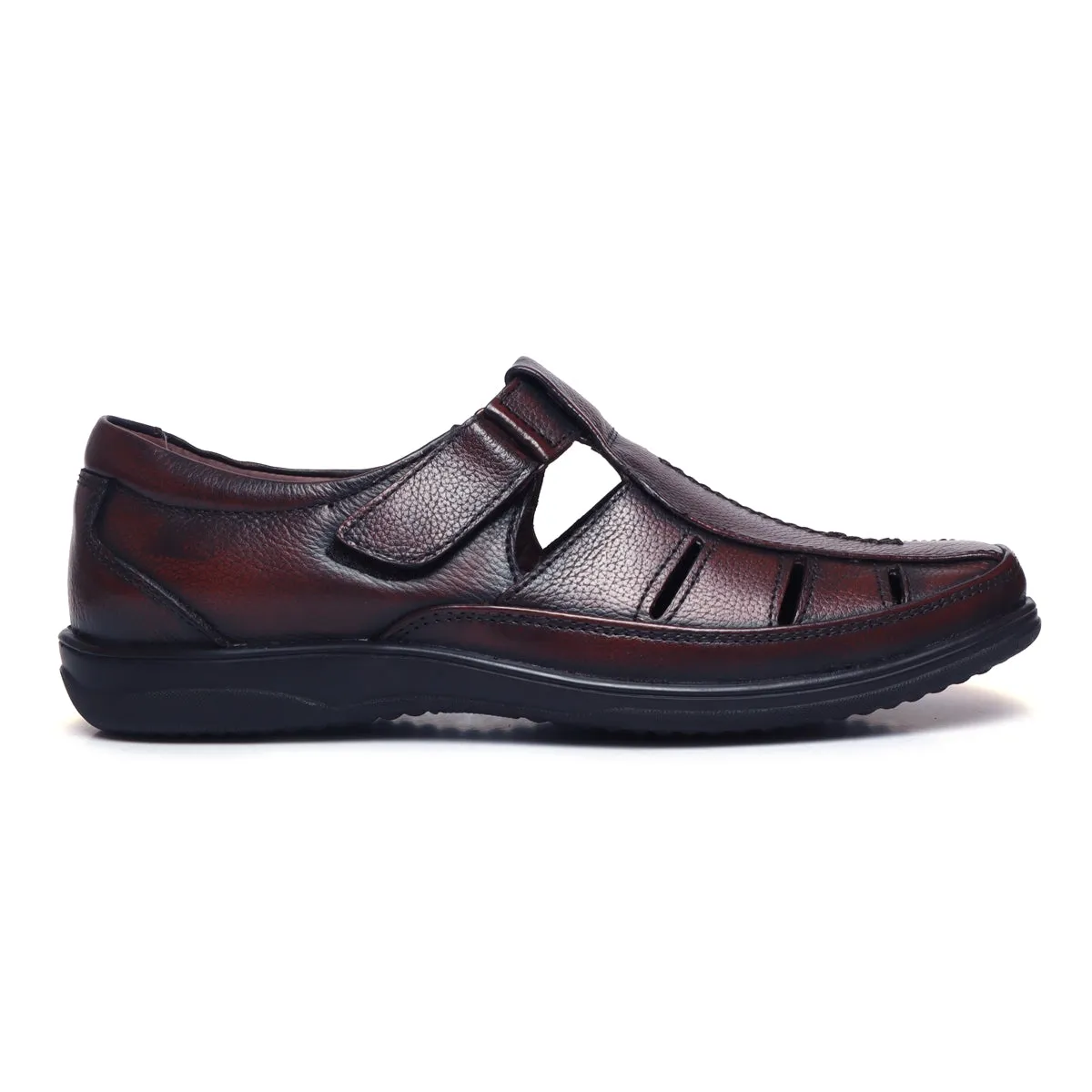Men's Leather Sandals D-1216 Sandals With Low Wedge