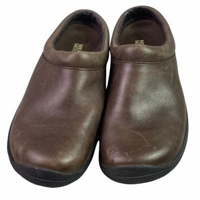 Merrell Clogs Women 6 Brown Leather Mules Shoes Slip On Comfort Everyday Top Shoes
