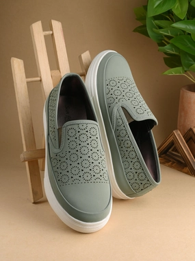 Celia Women Sage Green Slip-Ons Business.casual Shoes