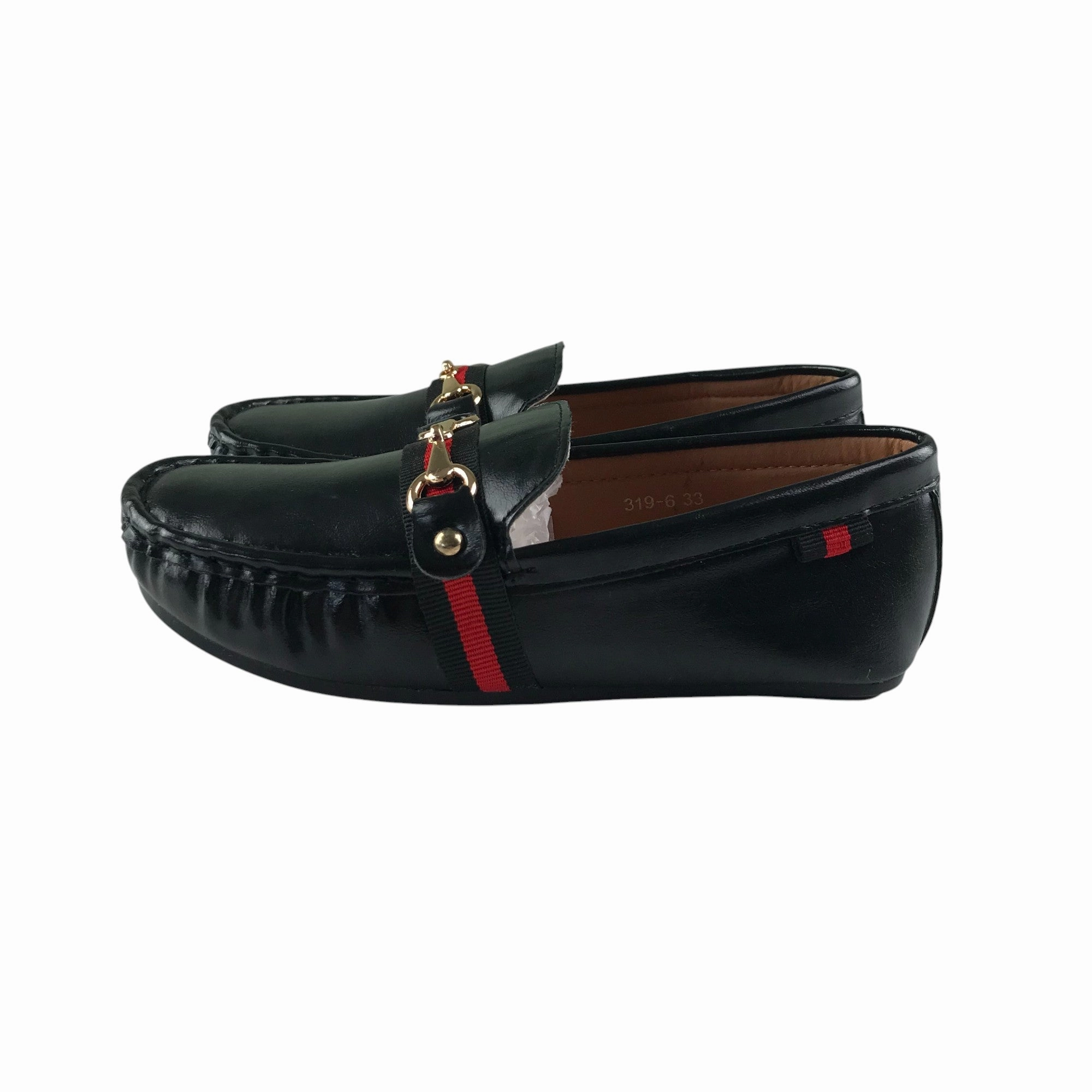 Casual Shoes Size 7 Moccasin style shoes size UK 1 black slip-ons with buckle detail