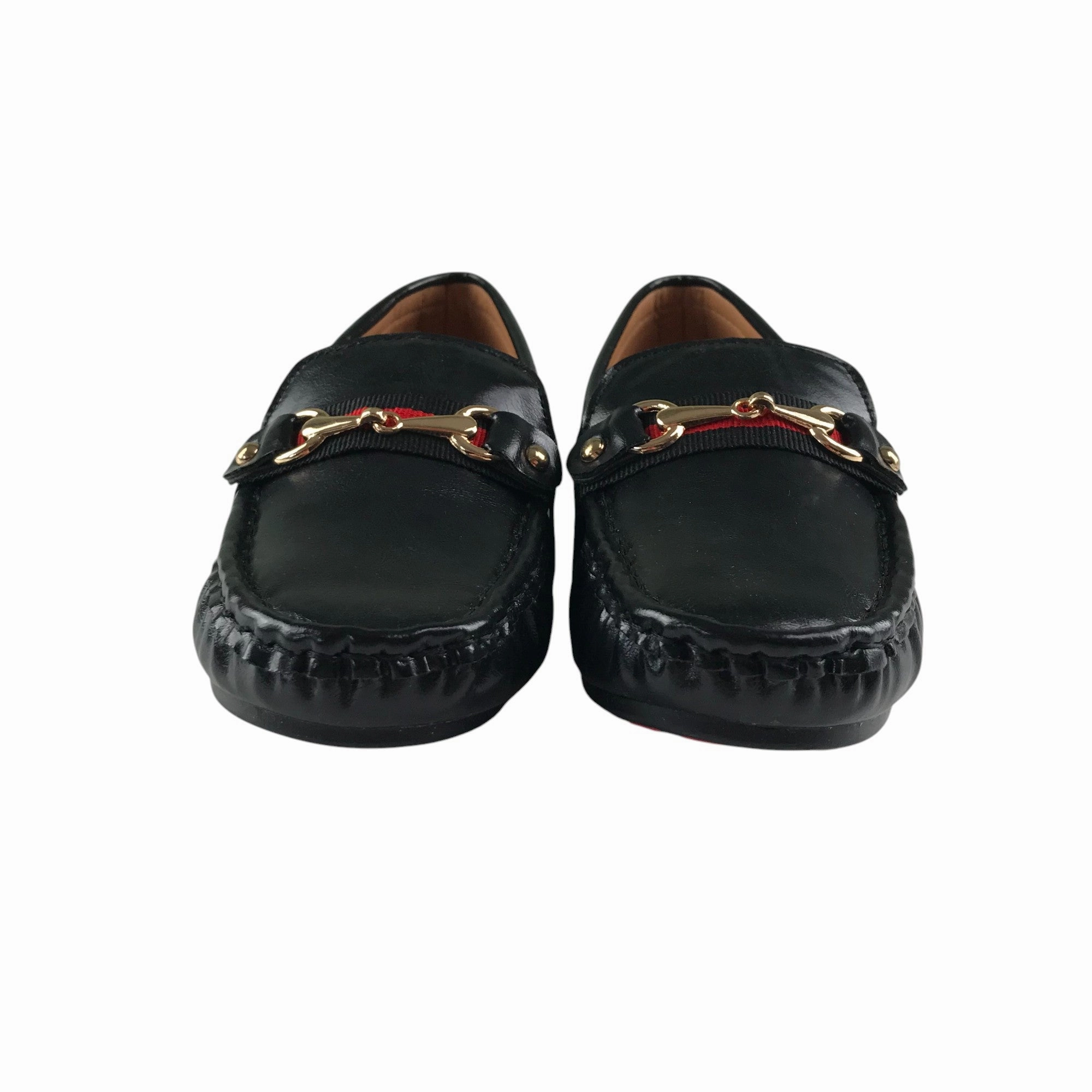 Moccasin style shoes size UK 1 black slip-ons with buckle detail Shoes For Long Casual Dress