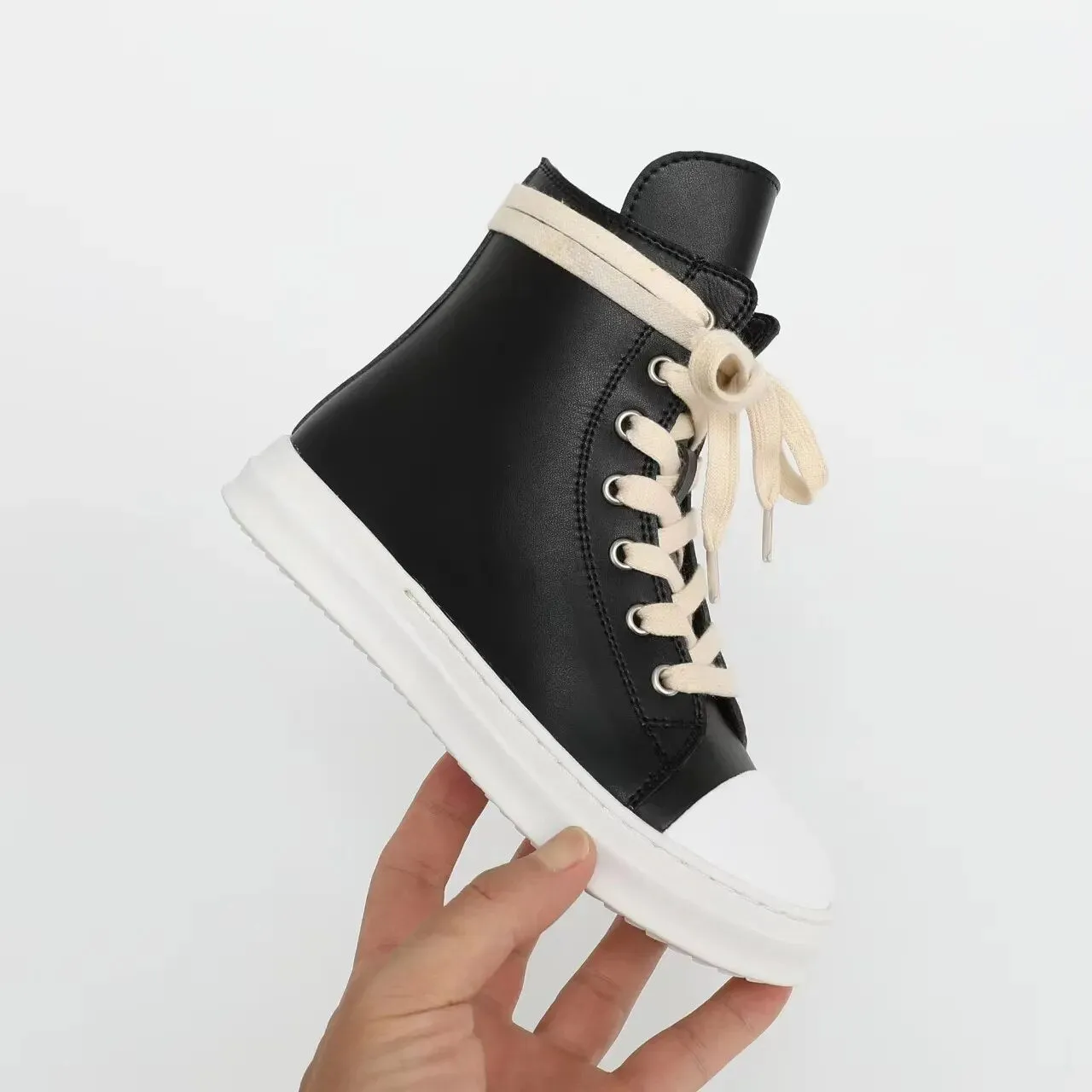 MOF Kids Leather Ankle High-Top sneakers - Zipper and Laces Casual Sneakers Keep Walking Back To You Best Walking Shoe Slip On Walking