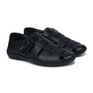 Original Leather Sandals for Men  1901 with Mat Weave Design & Cushioned Insole Lace Sandals