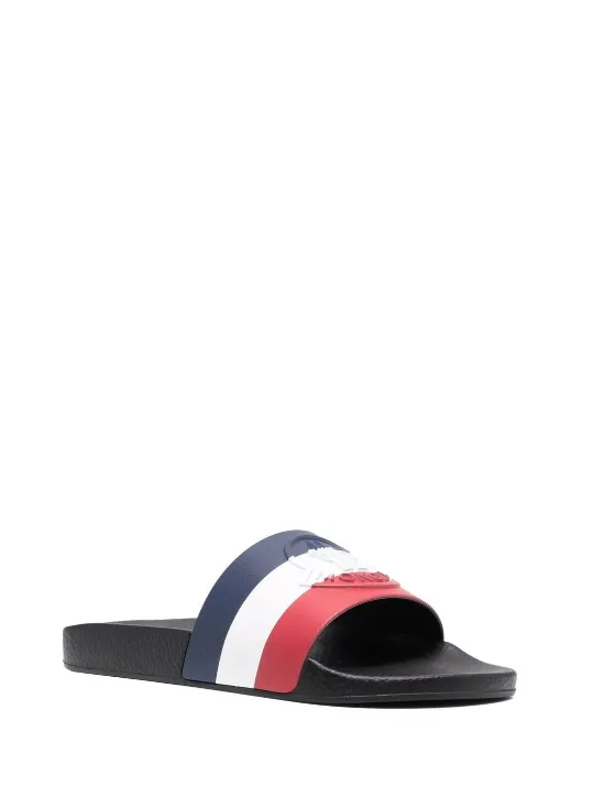 Moncler signature-stripe pool slides Tribute Sandals