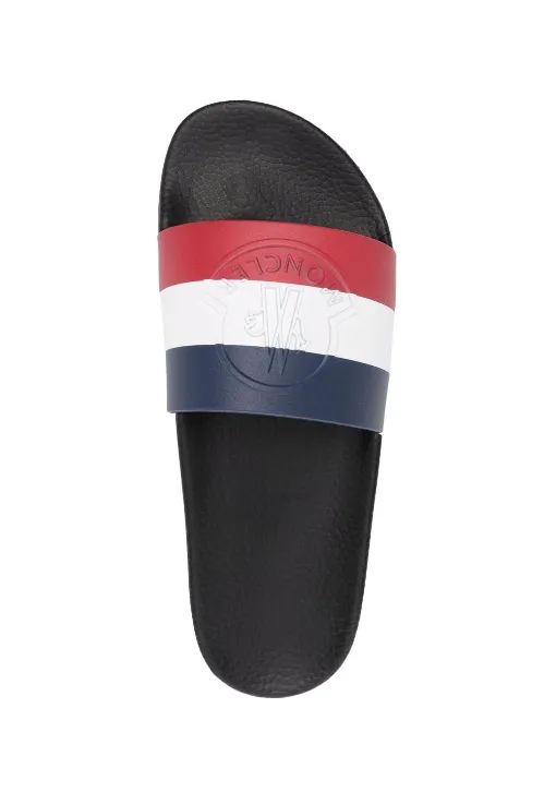 White Slide Sandals Moncler signature-stripe pool slides