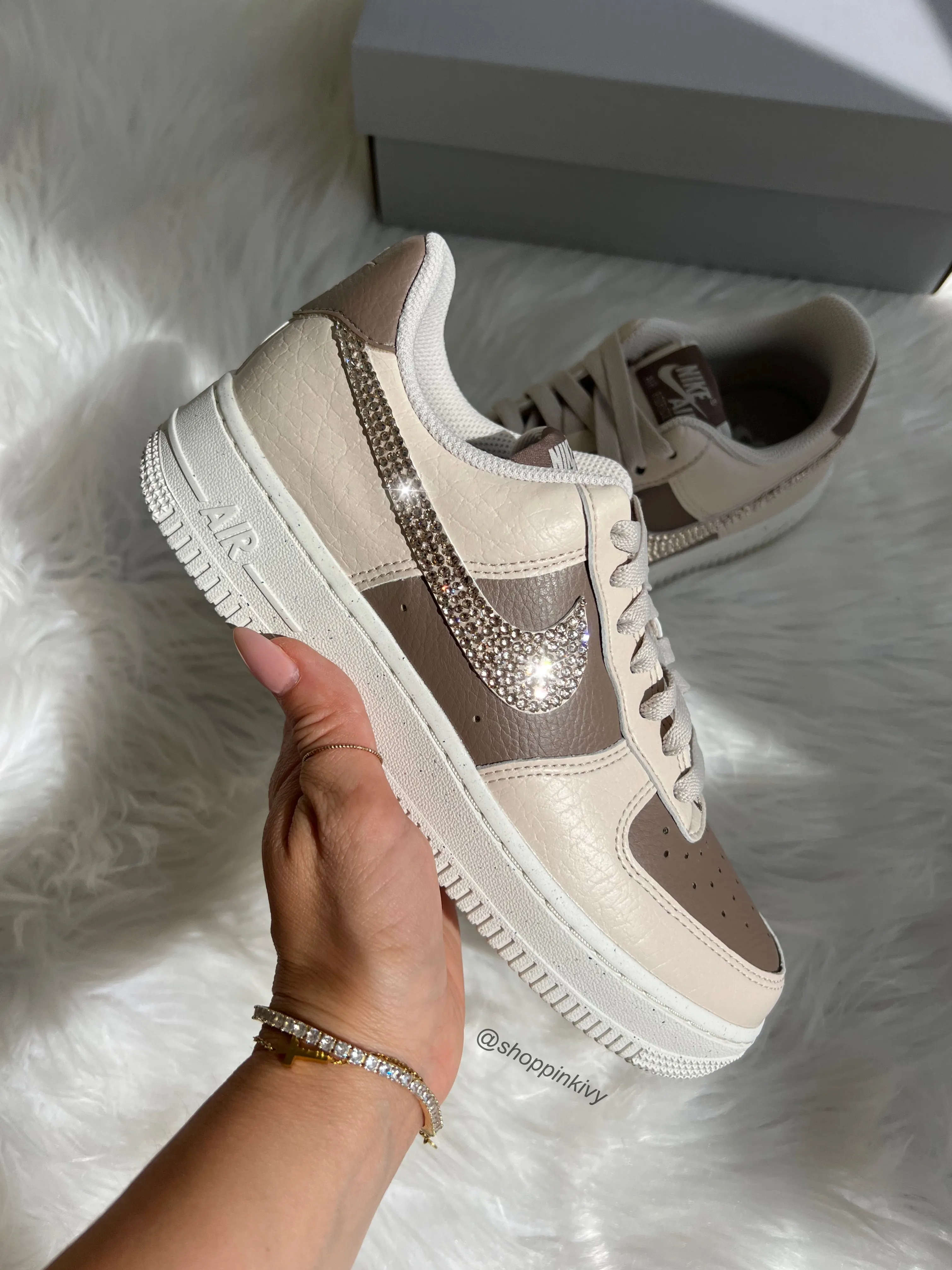 Neutral Cafe Swarovski Womens Nike Air Force One Adidas Cloudfoam Pure 2.0 Running Shoes