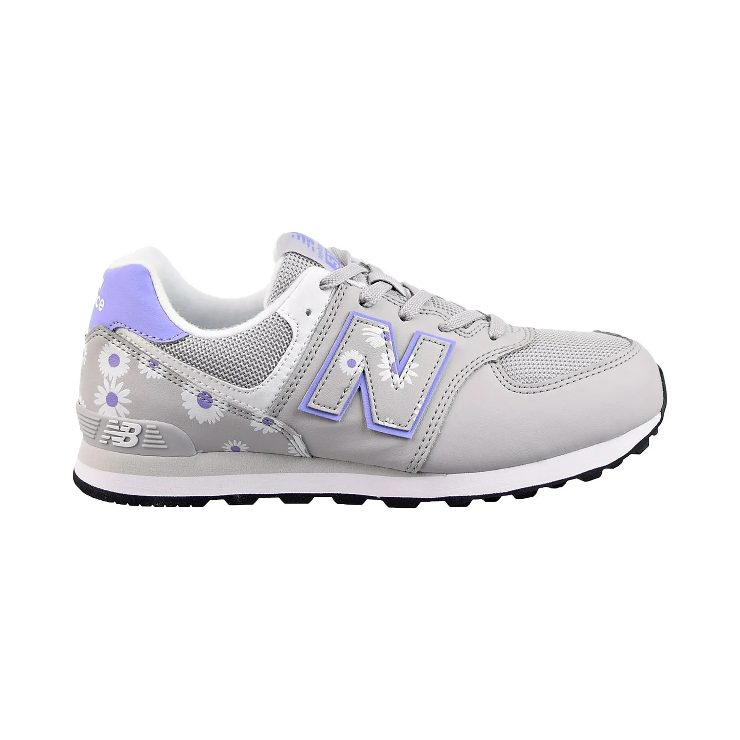 New Balance 574 Big Kids' Shoes Grey-Purple Trail Running Shoes As Hiking Shoes