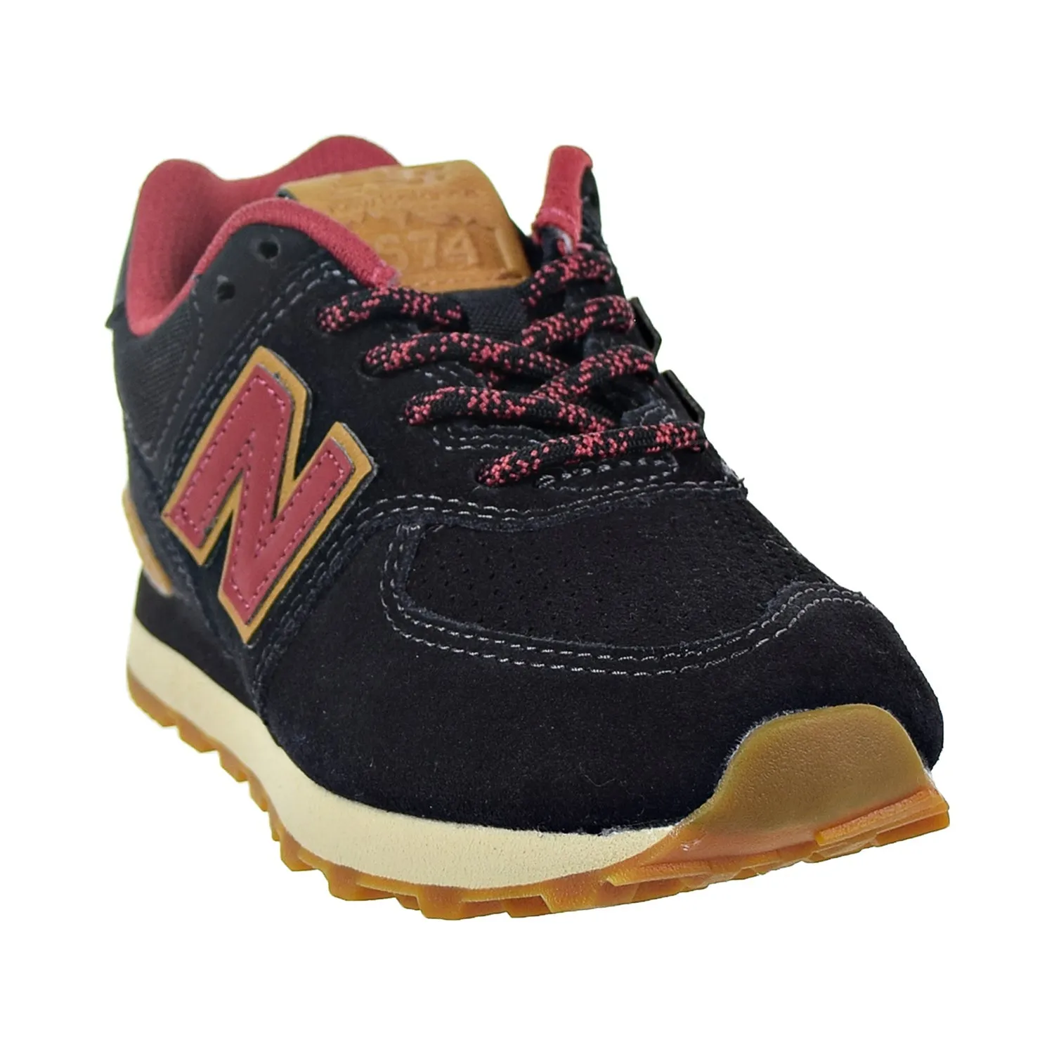 Launch 10 Running Shoe New Balance 574 Little Kids' Shoes Black/Earth Red