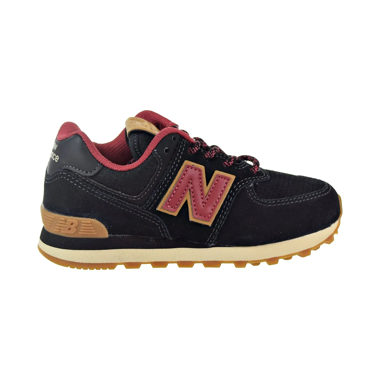 New Balance 574 Little Kids' Shoes Black/Earth Red Getting Fitted For Running Shoes
