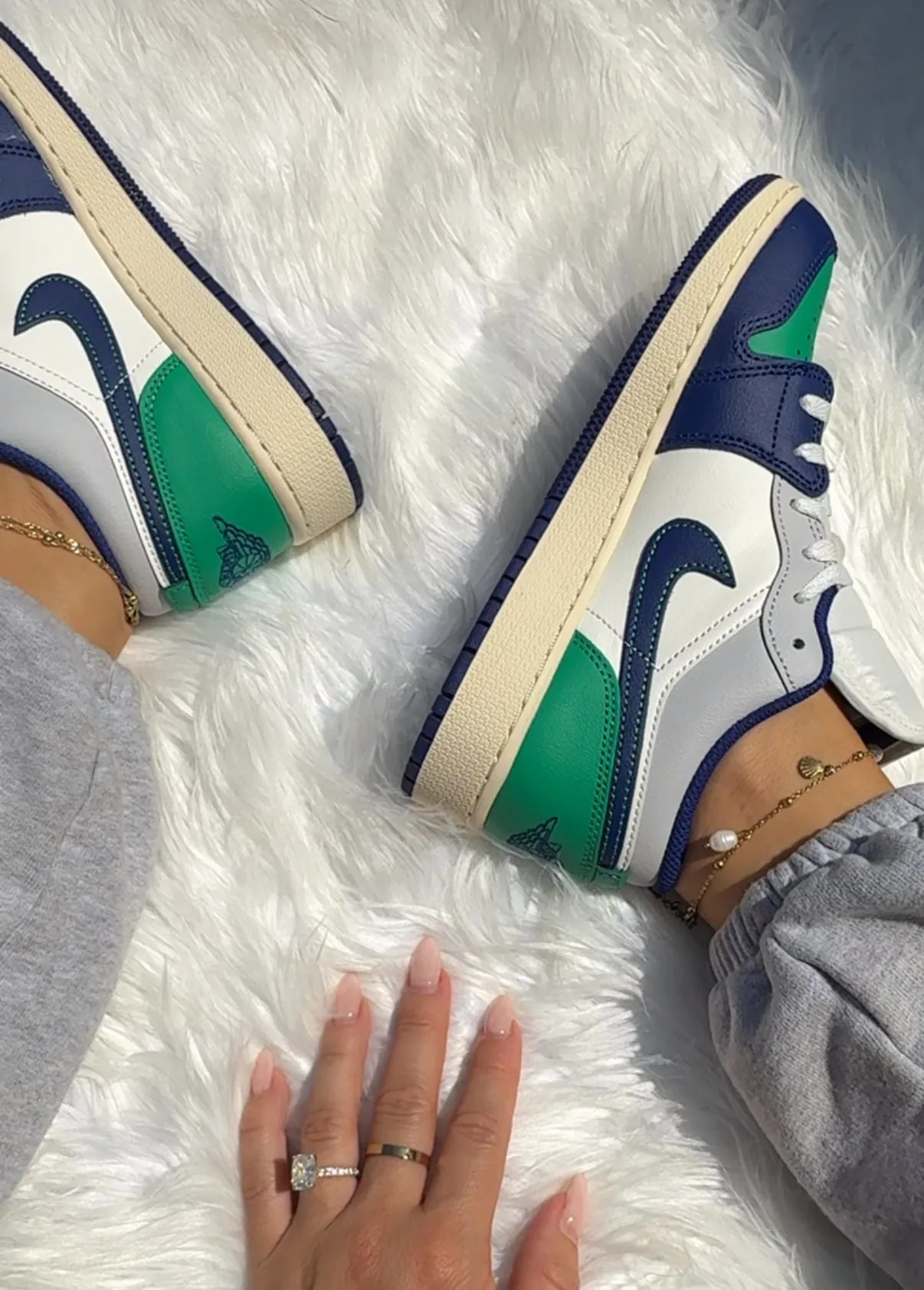 NEW Blue & Green Swarovski Womens Air Jordan 1 Low Shoes Adidas Shoes Size 7