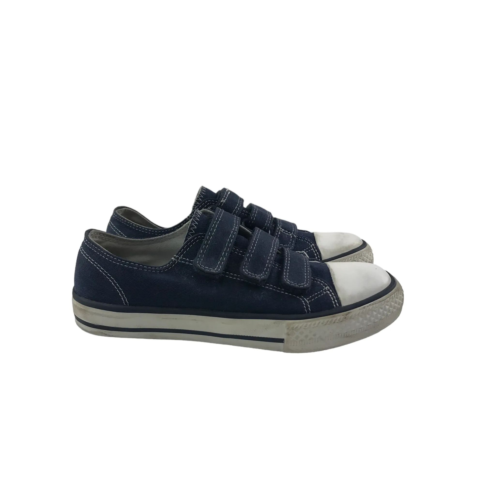 Next Trainers Shoe Size 13 Junior Blue Canvas with Straps Snakeskin Sneakers