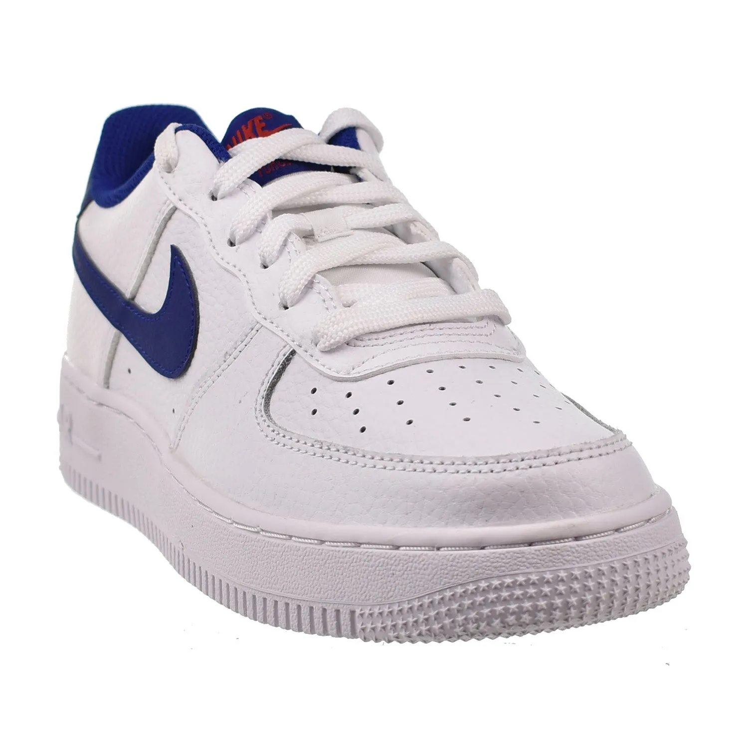 Nike Air Force 1 Low (GS) Big Kids' Shoes White-Deep Royal Blue Asics Running Shoes Size 11