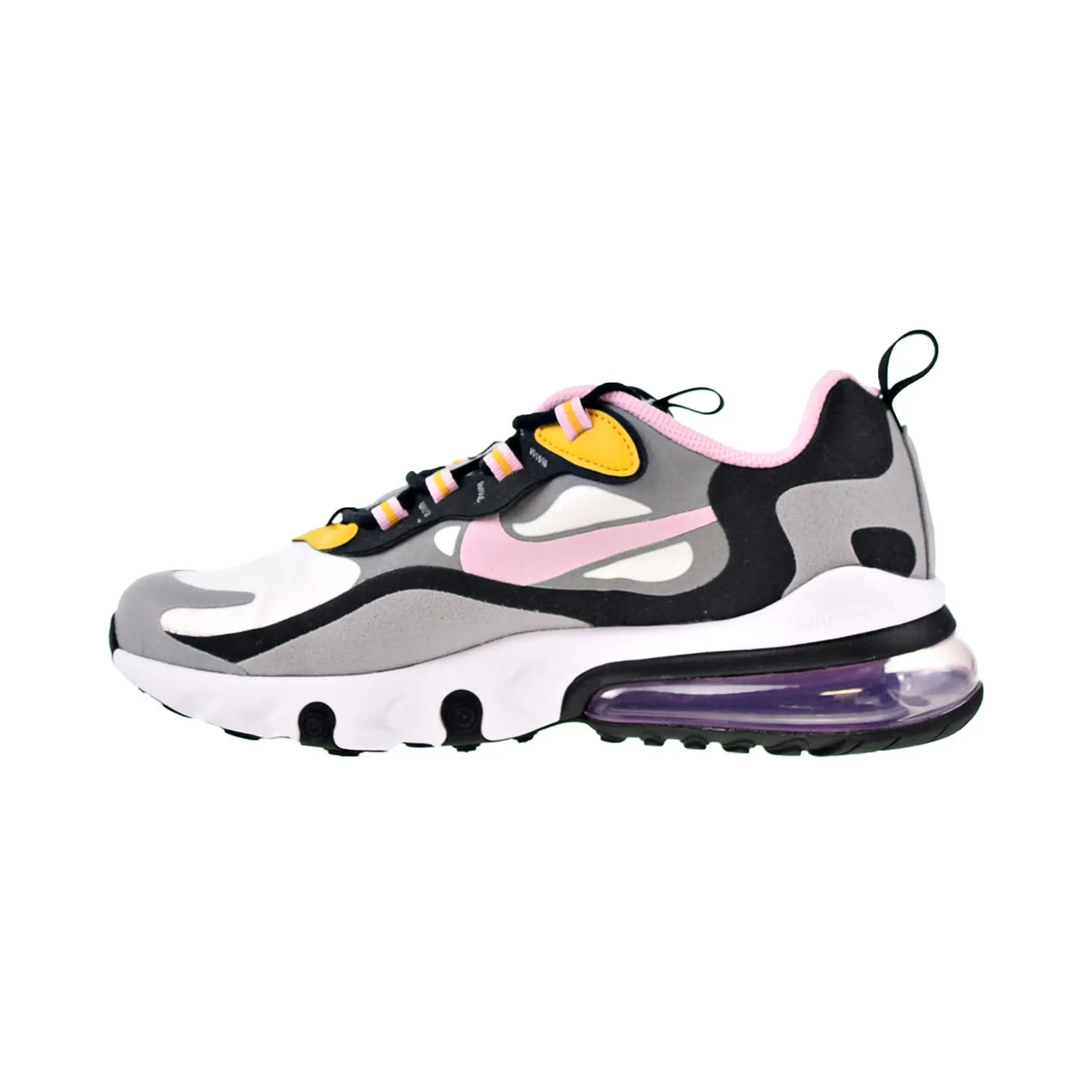 Nike Air Max 270 React Big Kids' Shoes Particle Grey-Arctic Pink-Sulfur Running Shoes For Fast Running