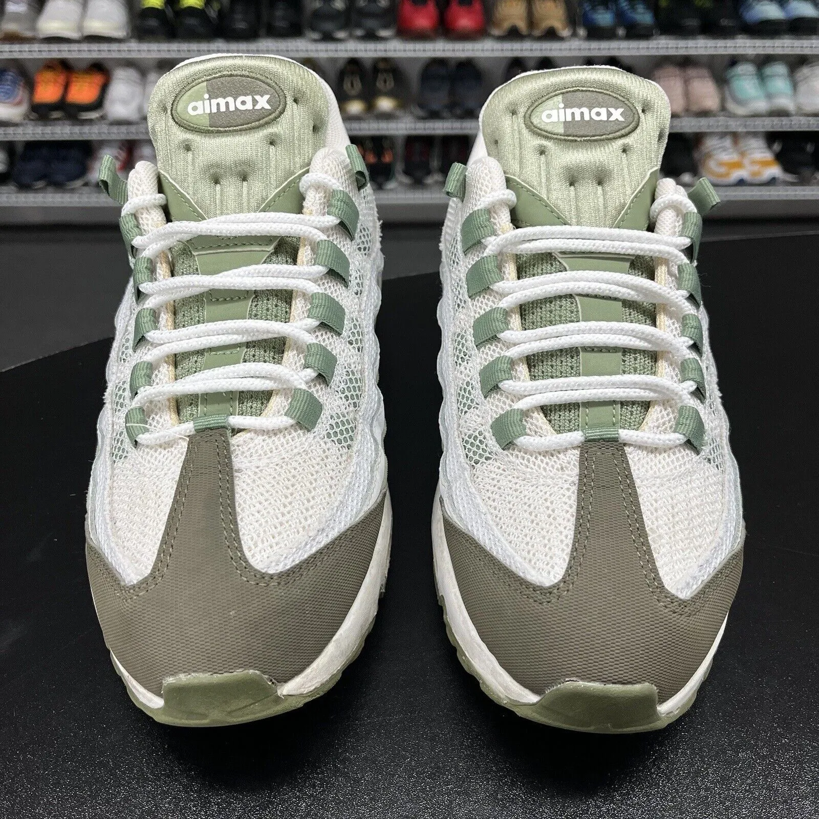 Nike Air Max 95 White Medium Olive Oil Green FD0780-100 Men's Size 8.5 Asics Running Shoes On Sale