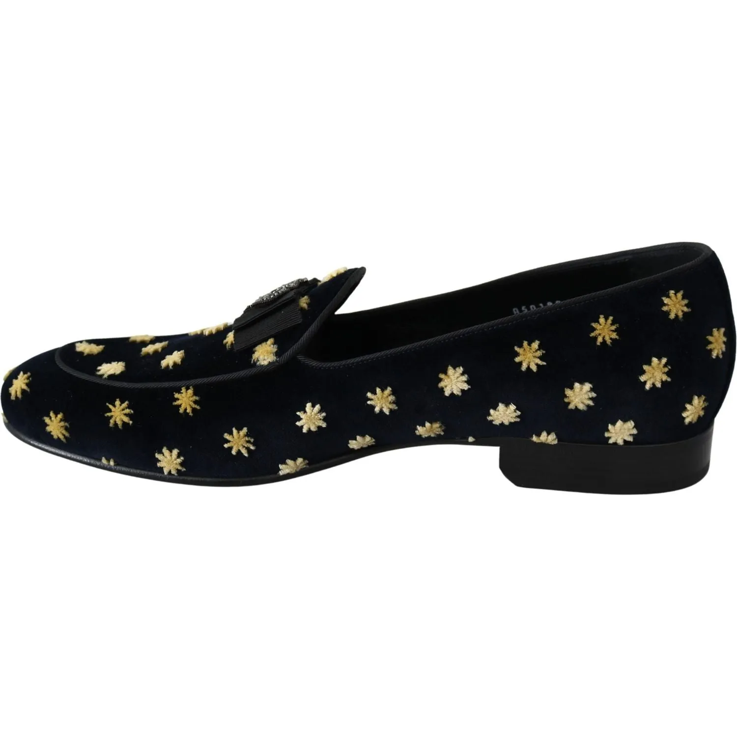 Dolce & Gabbana Blue Velvet Crown Slippers Loafers Shoes Shark Slippers