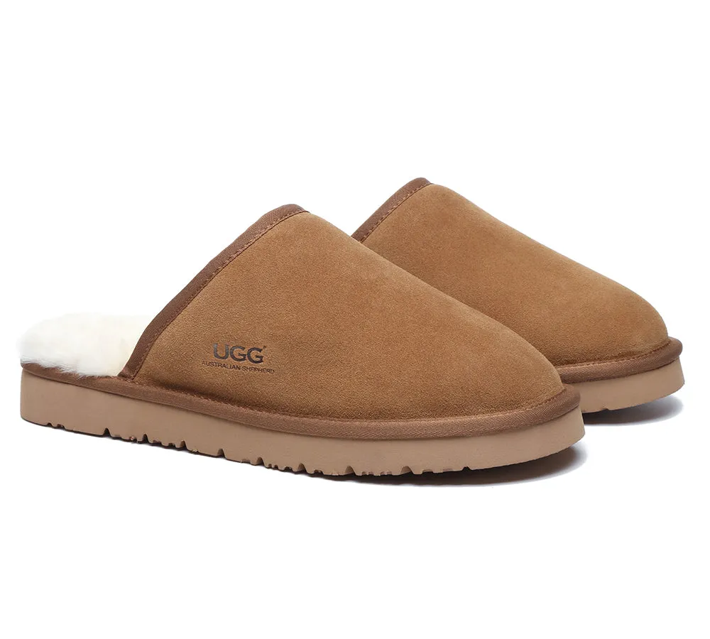 AUSTRALIAN SHEPHERD UGG Slippers Men Sheepskin Wool Scuff Cruz Hurache Sandals