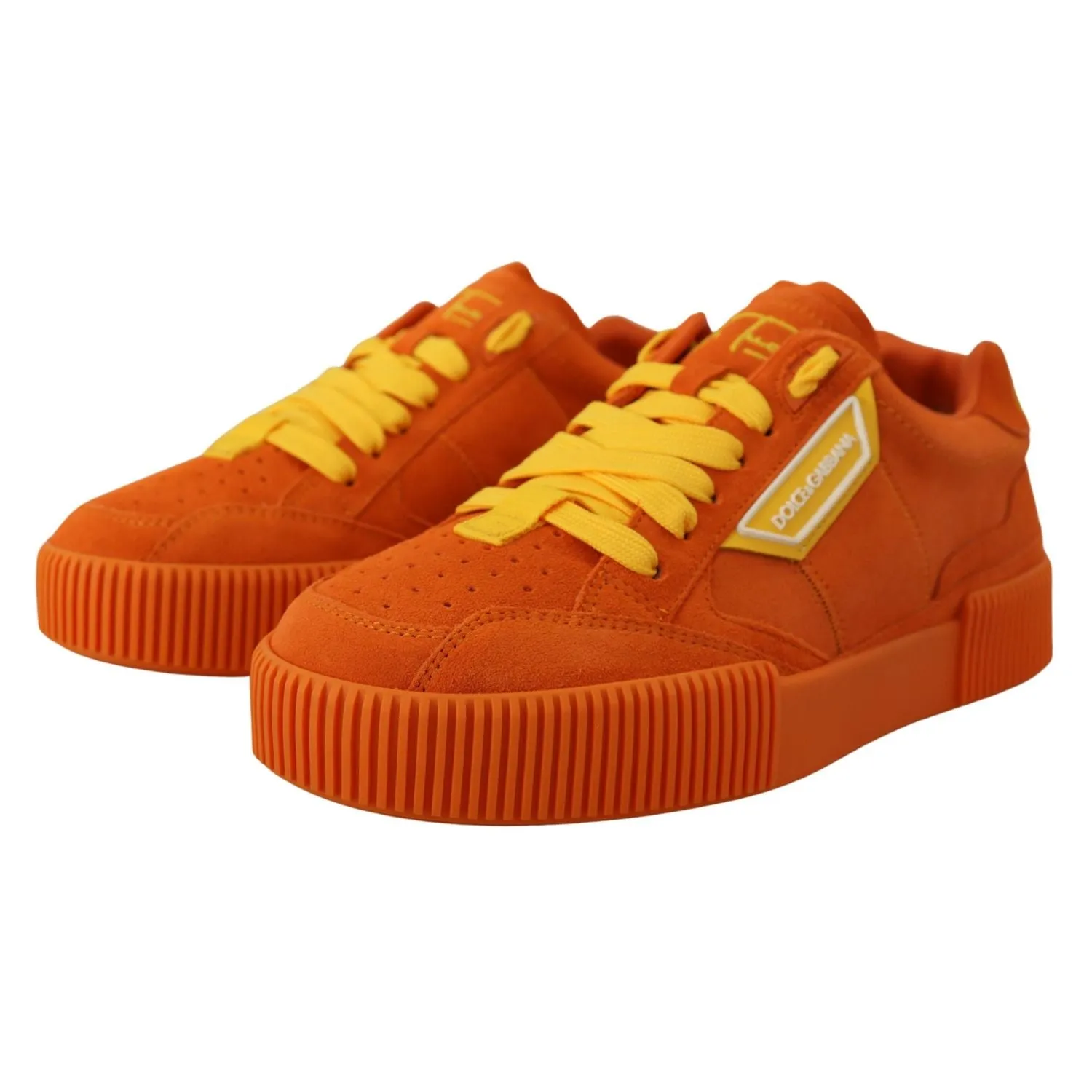 Dolce & Gabbana Orange Leather P.j. Tucker Sneakers Shoes Baseball Sneakers