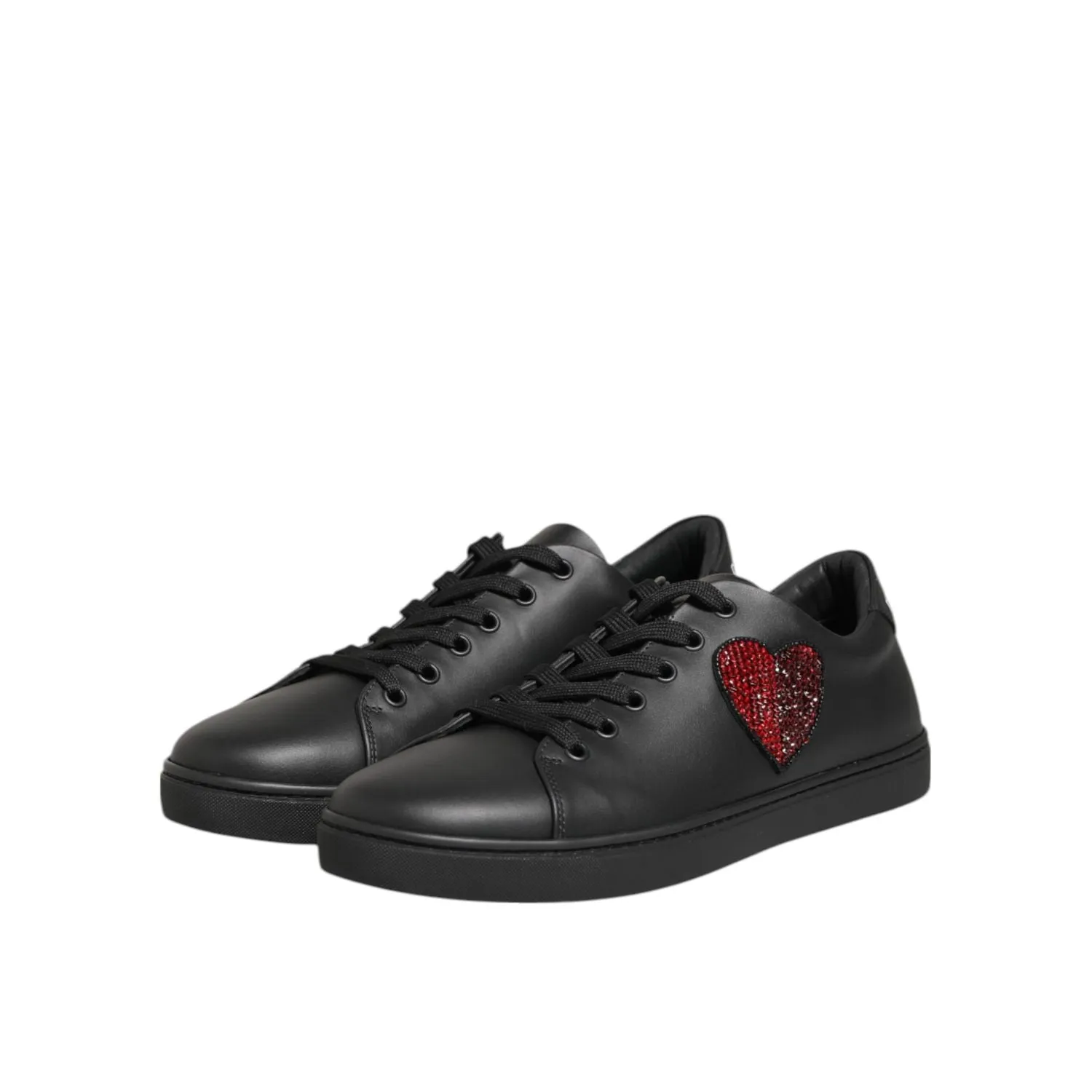White Toddler Sneakers Dolce & Gabbana Black Leather Crystal Heart Sneakers  Shoes