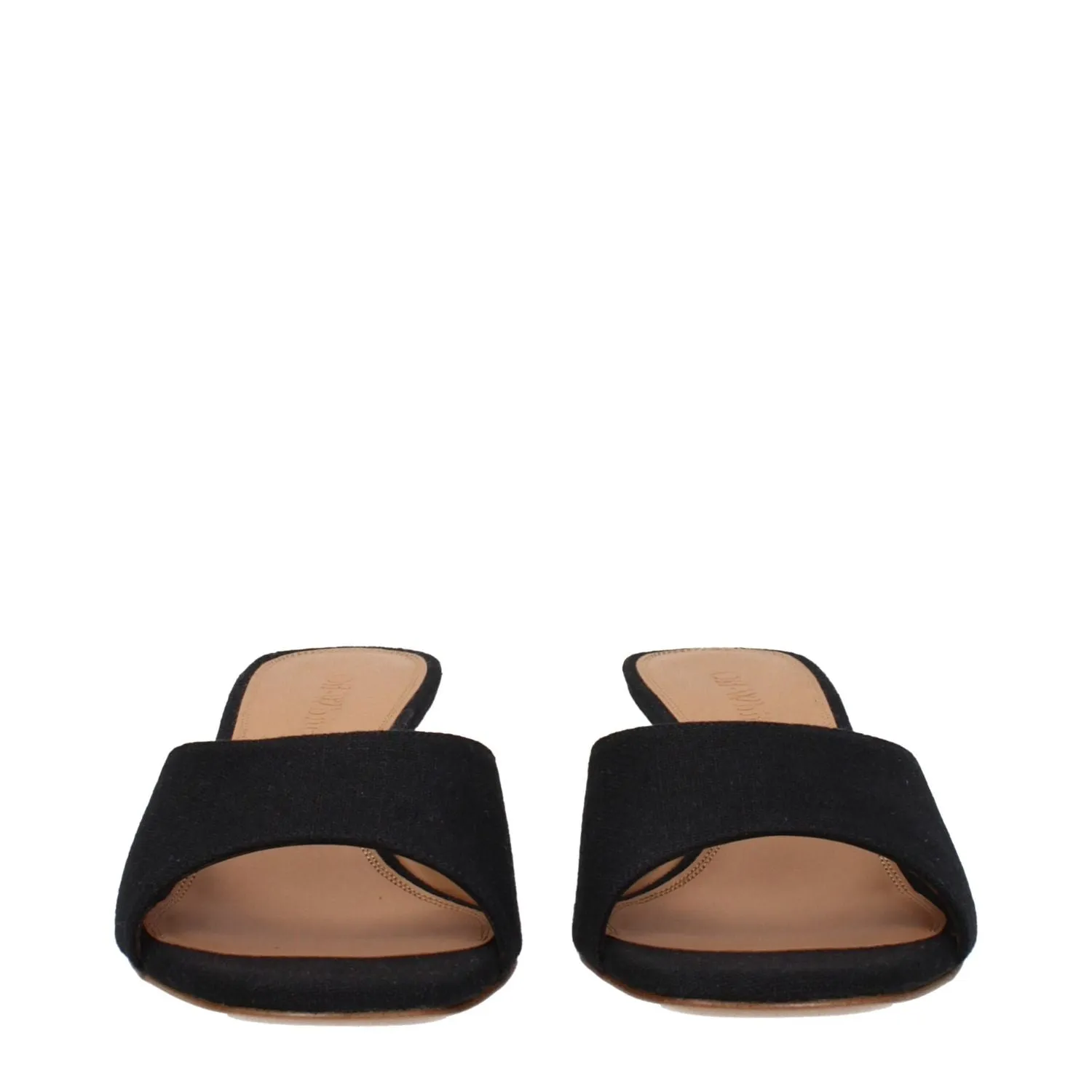 Off-White Black Linen Flat Sandals Musshoe Flat Shoes