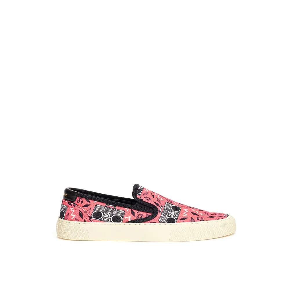 Saint Laurent Pink Cotton Platform Sneakers Lace Shoes Sneakers