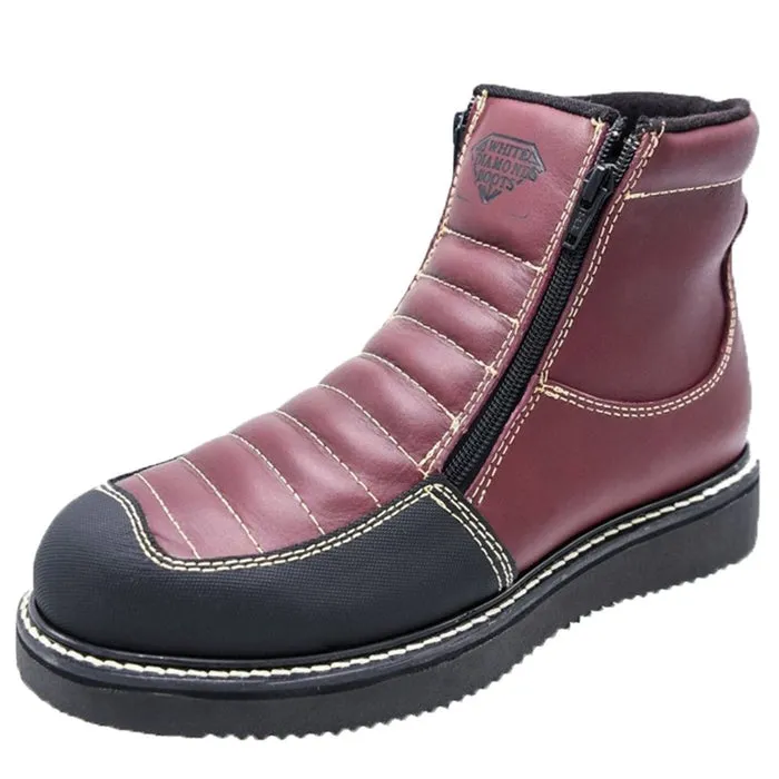 Boots Boots Boots Zapatos de Trabajo Cuero Original con Doble Zipper Color Vino WD