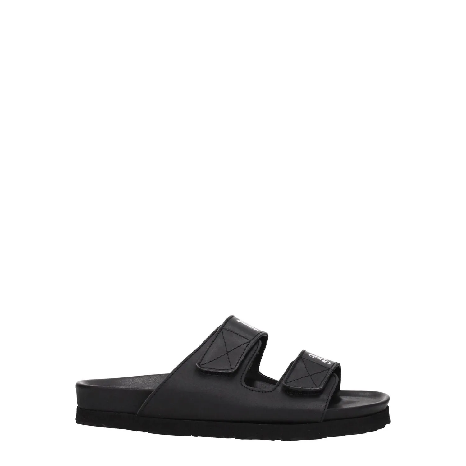 Palm Angels Black Leather Flat Sandals Flat Feet Running Shoe