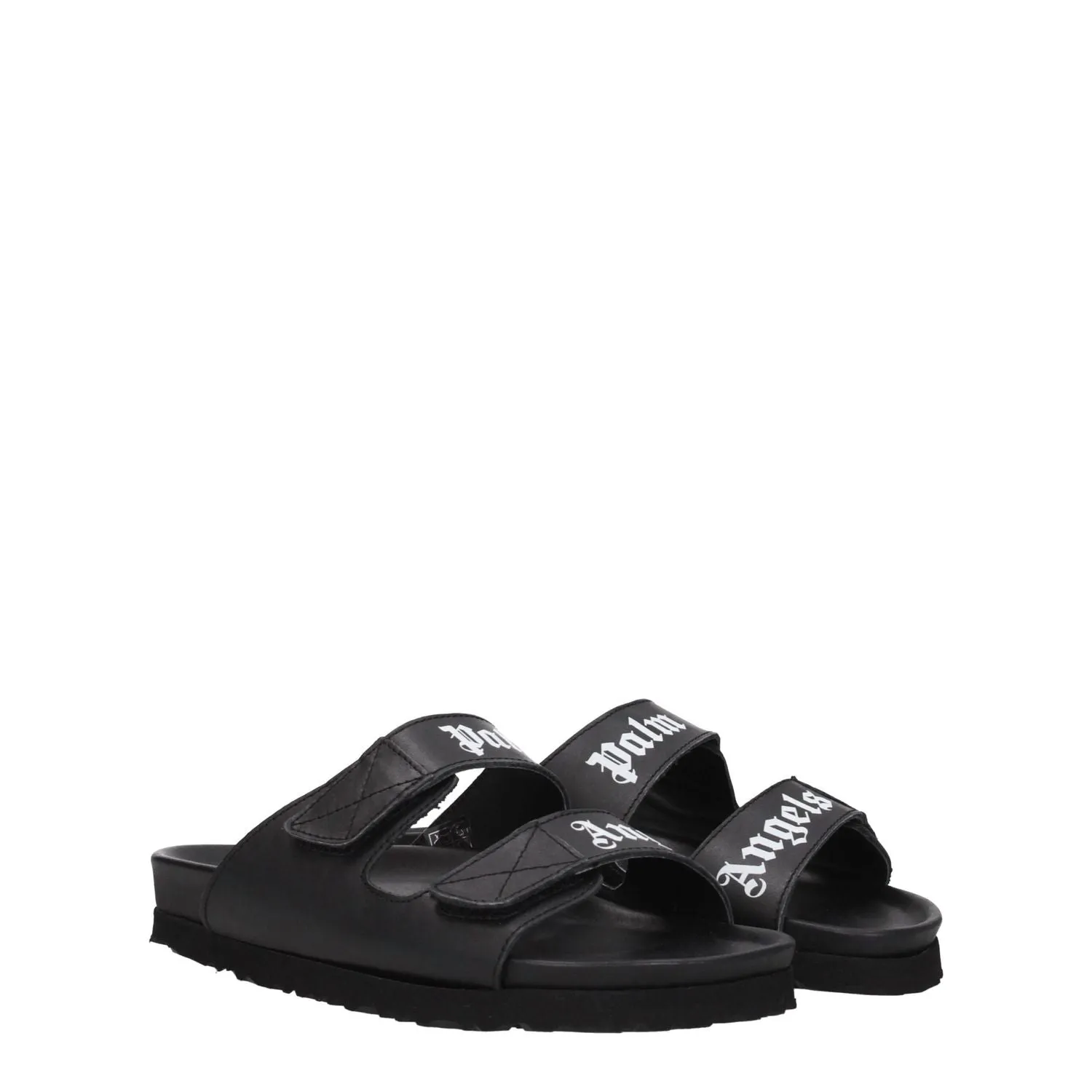 Shoe Bakery Flats Palm Angels Black Leather Flat Sandals