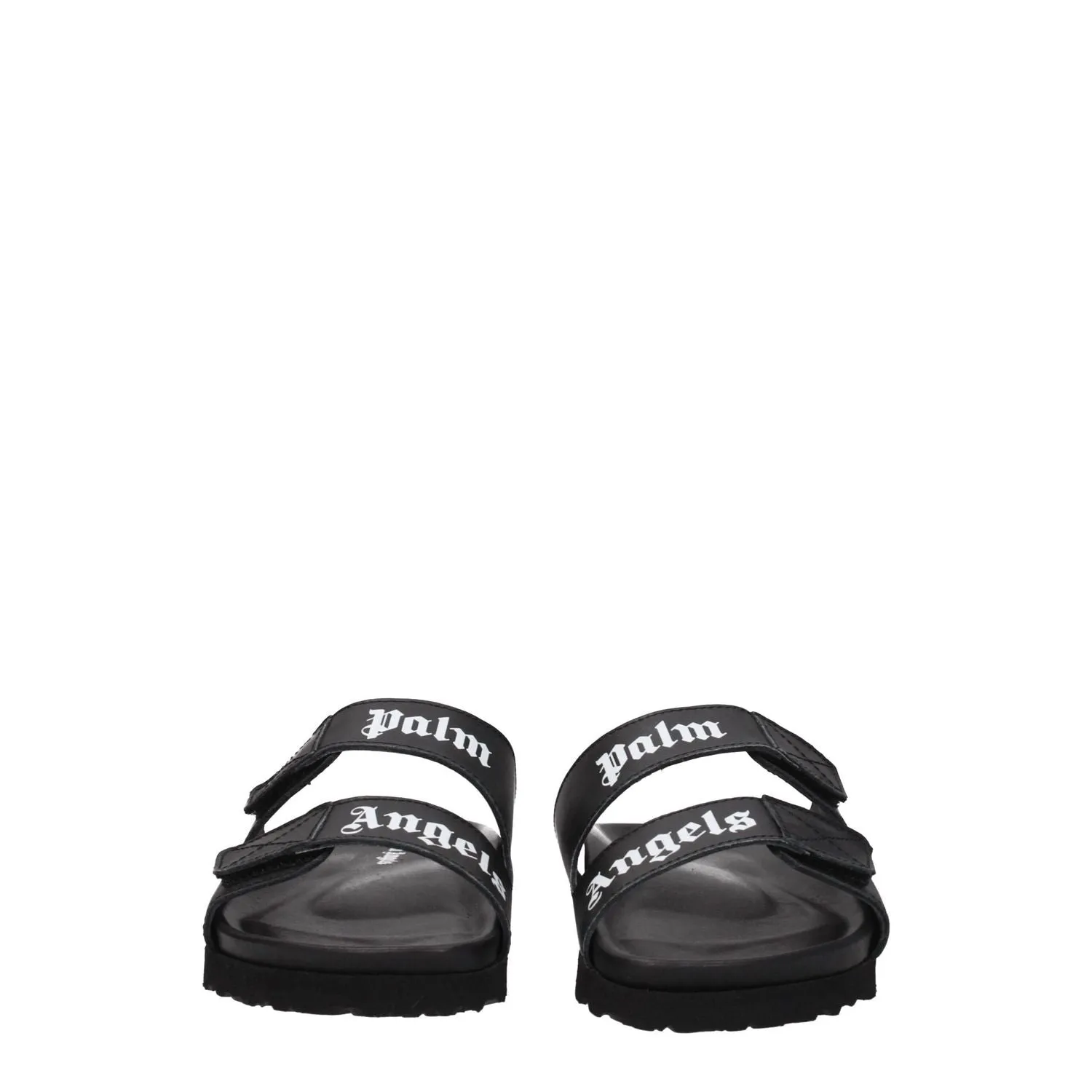Online Flat Shoes Palm Angels Black Leather Flat Sandals