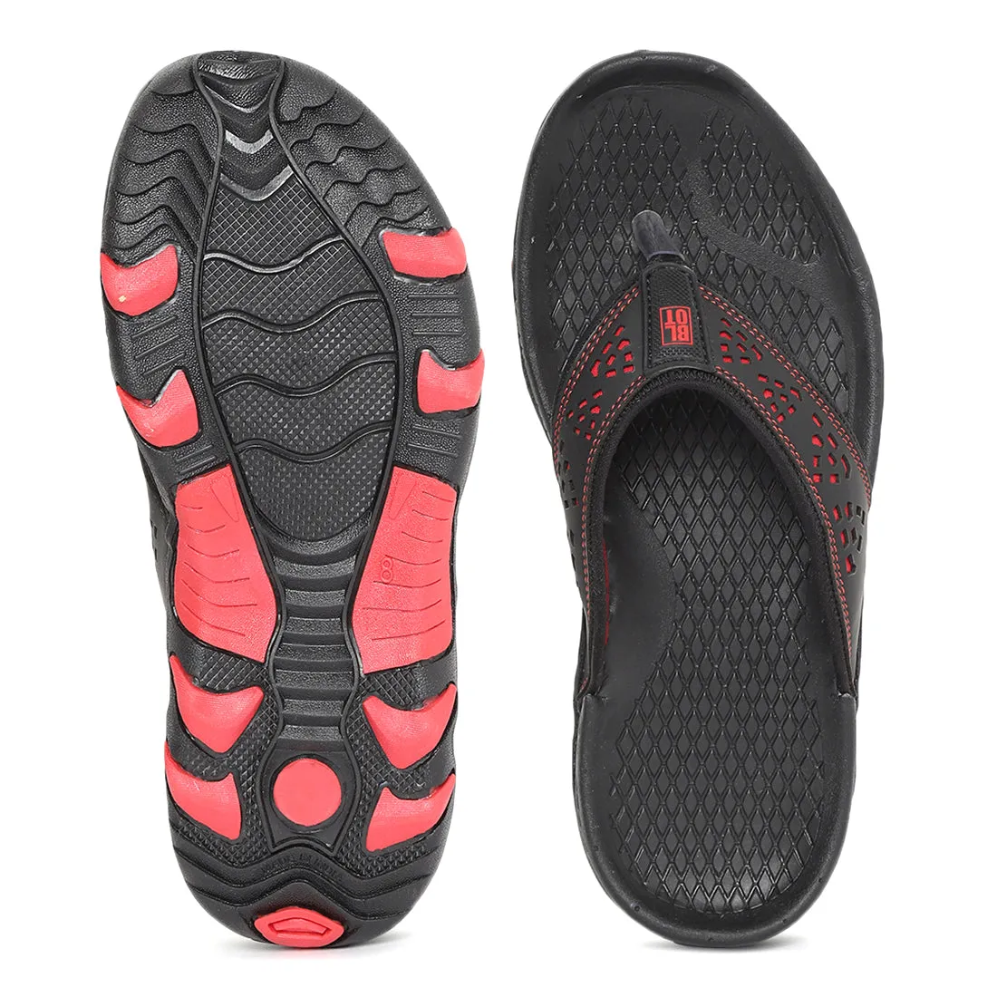 Flip Flops With Yoga Mat Bottom Paragon Black and Red Ultra-Durable Everyday Flip Flops for Men