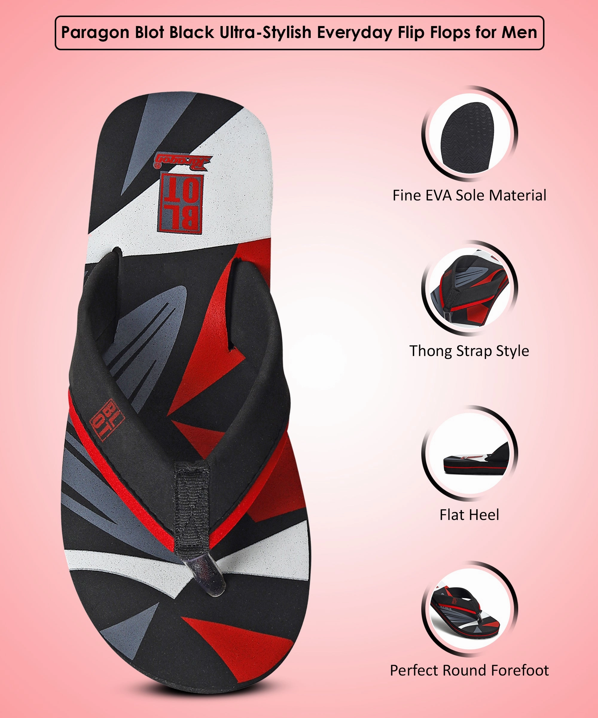 Steelers Flip Flops Paragon Blot K3305G Men Stylish Lightweight Flipflops | Casual & Comfortable Daily-wear Slippers for Indoor & Outdoor | For Everyday Use