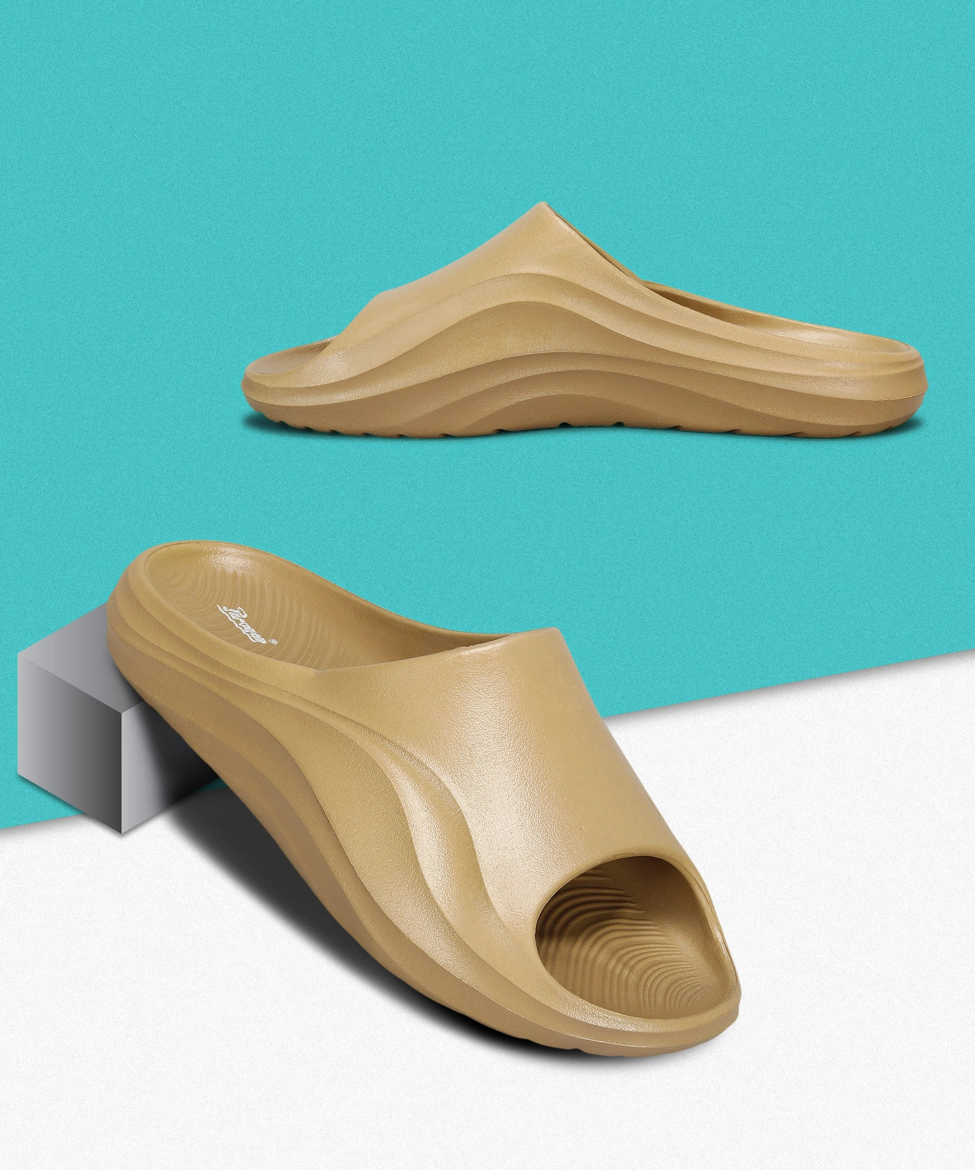 Paragon EVK10926G Men's Waterproof Beige Sliders with Comfortable Sole Rainbow Flip Flops Coupon