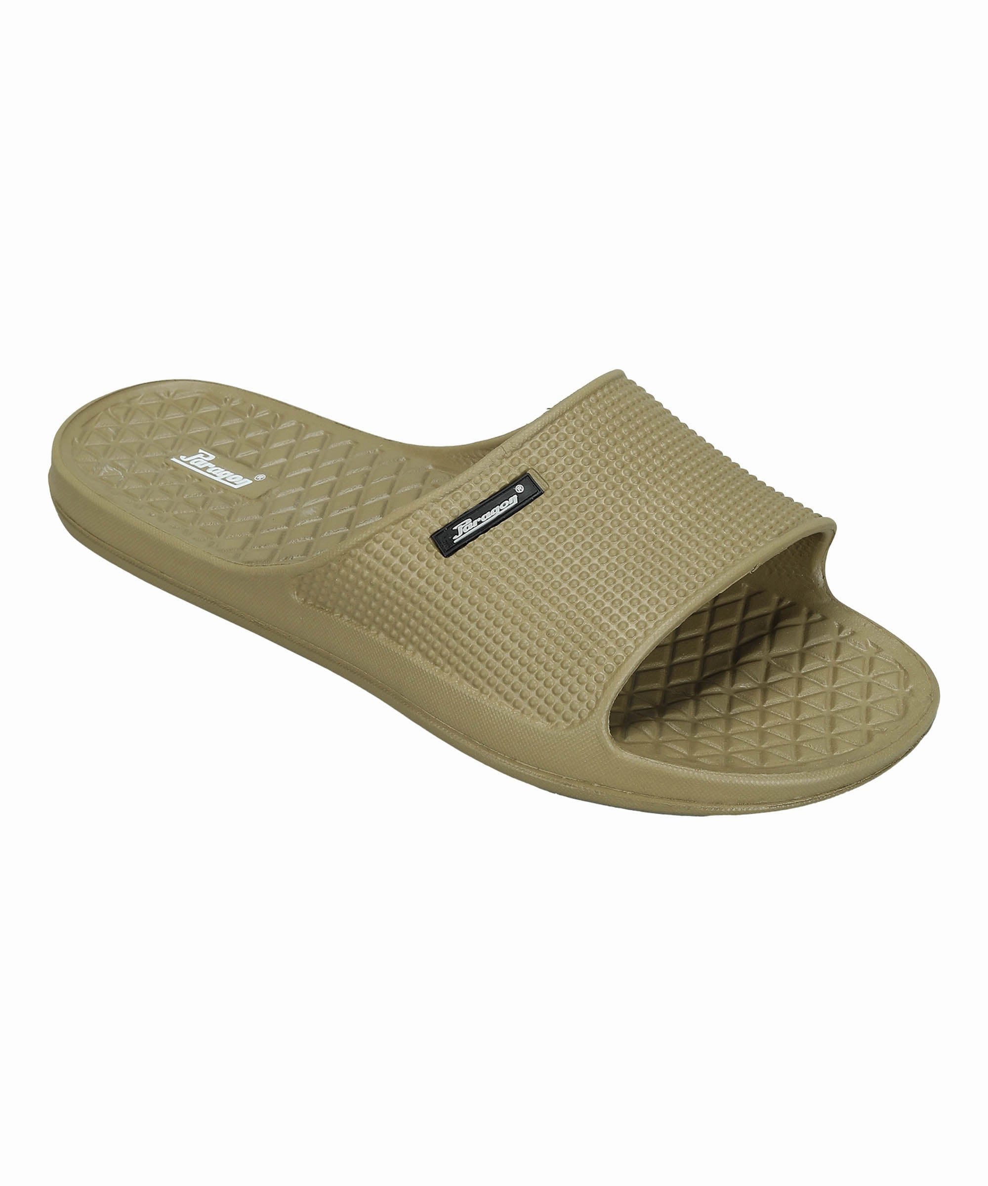 Paragon Men's Beige Sliders with Comfortable & Durable Sole Fun Flip Flops