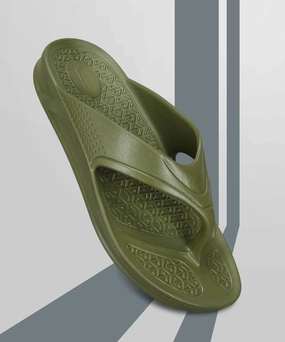 Paragon Men's Olive Green Slippers | Comfortable Everyday Use Slippers Apma Flip Flops