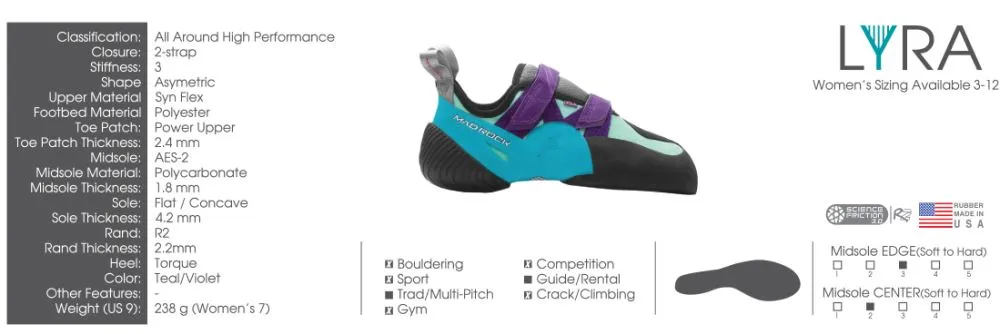 Mad Rock Womens Lyra Climbing Shoe Climbing Shoe Bananas