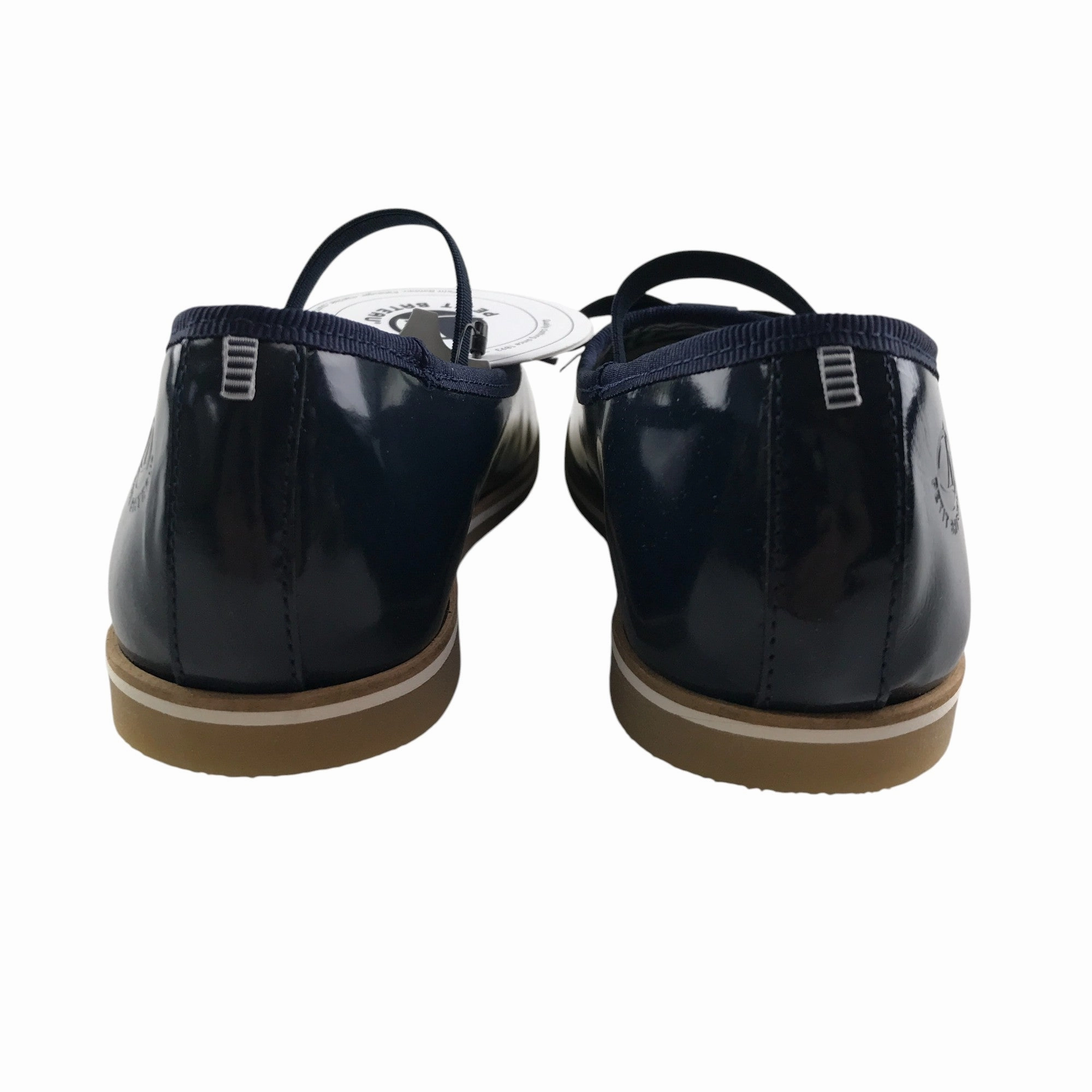 Petit Bateau mary janes navy leather ballerina style with strap Casual Mary Jane Platform Flat Comfort Shoes