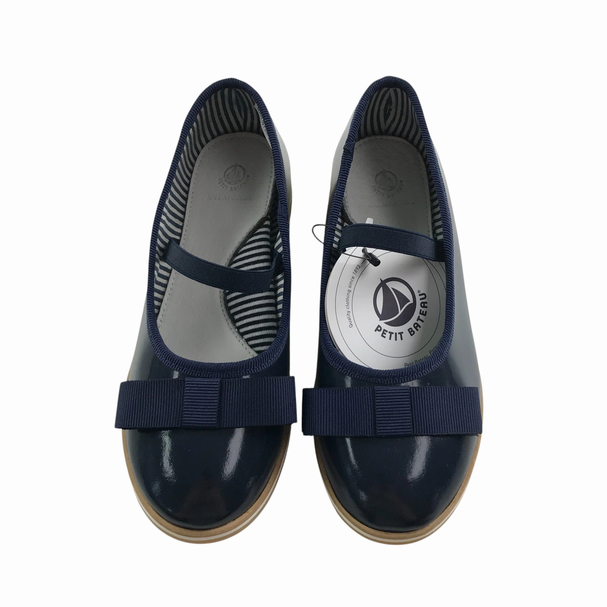 Petit Bateau mary janes navy leather ballerina style with strap Casual Shoes Shopping