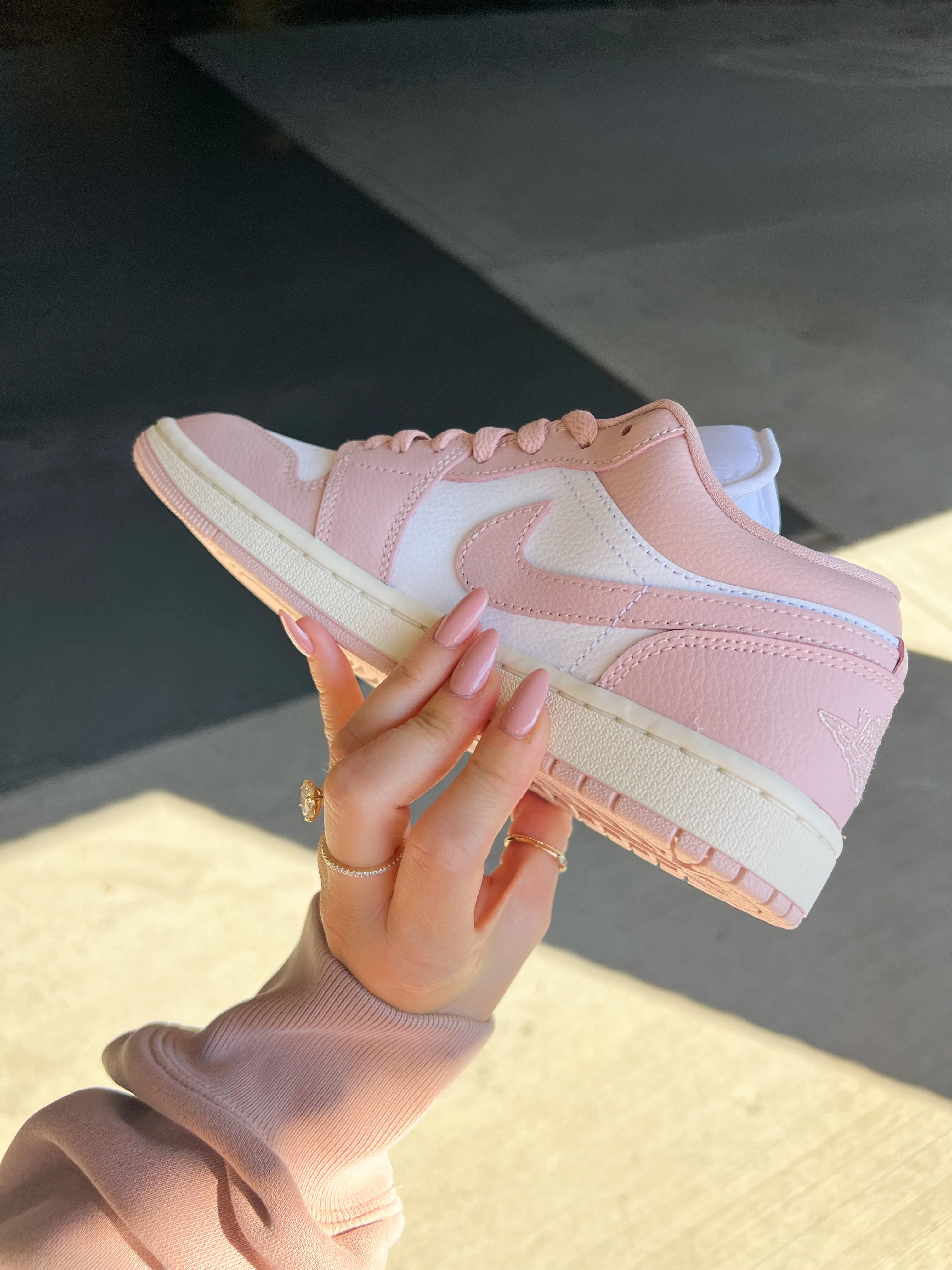 Pink Blush Swarovski Womens Air Jordan Retro 1 Low Shoes