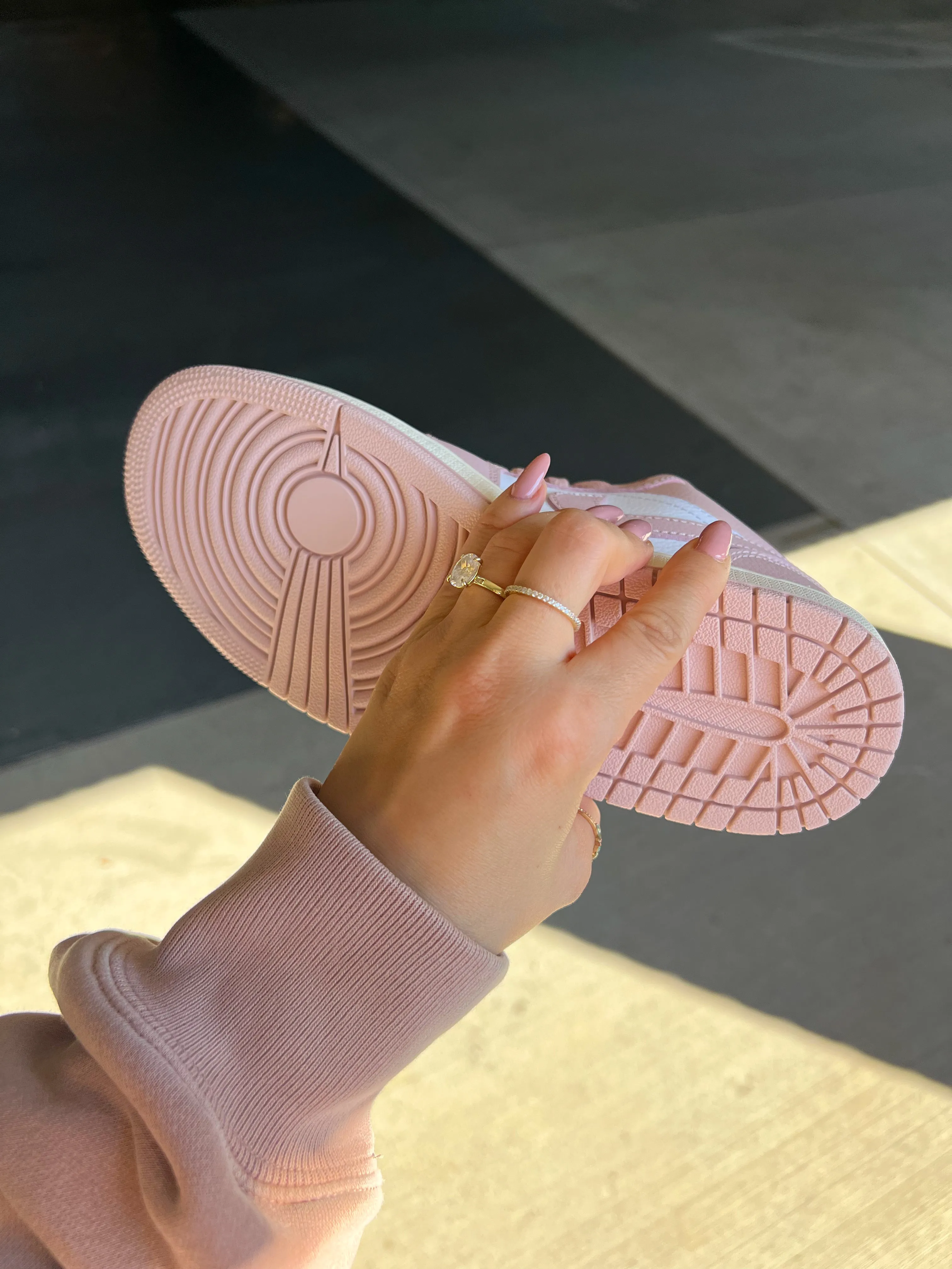 Pink Blush Swarovski Womens Air Jordan Retro 1 Low Shoes