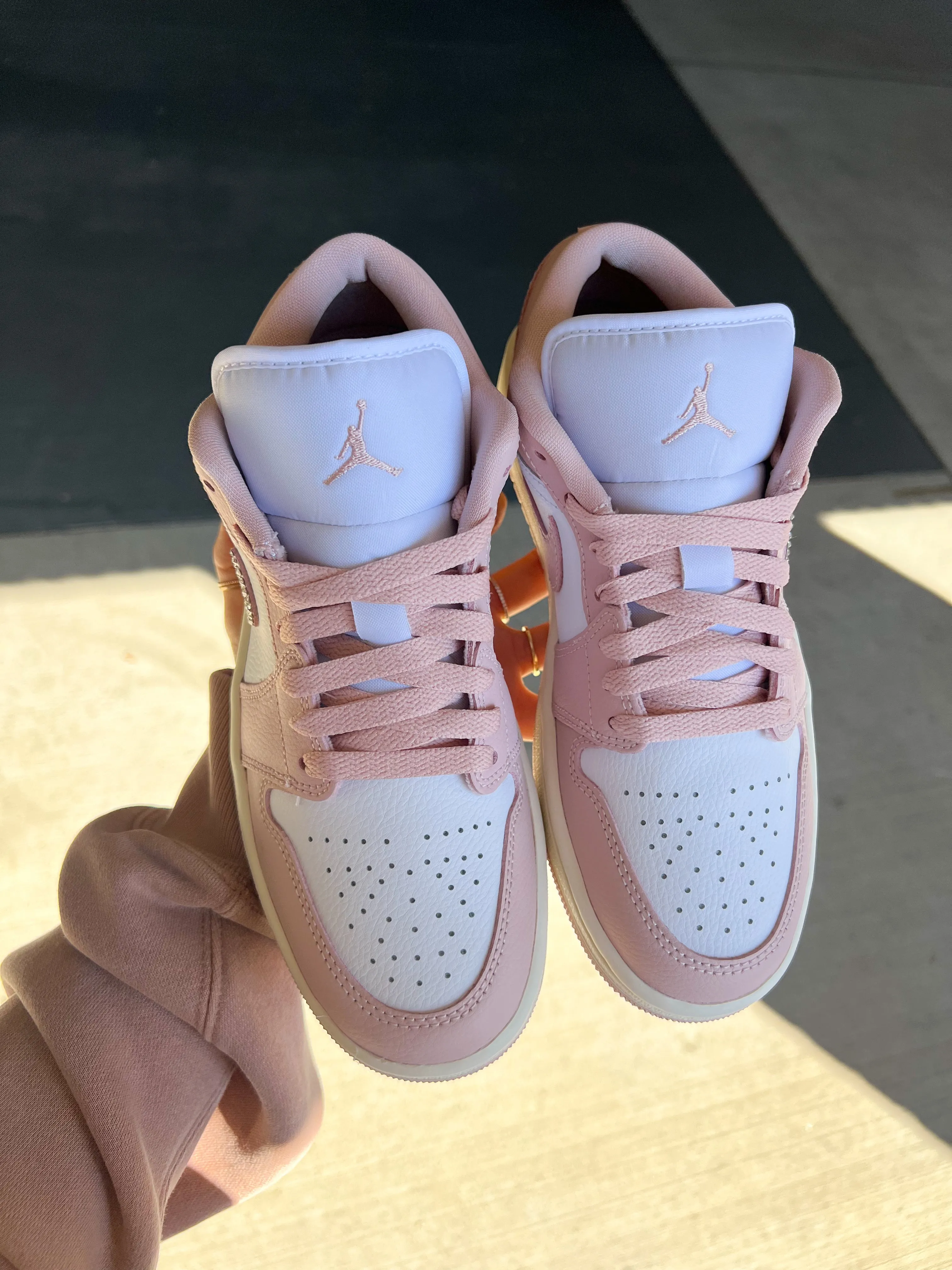 Pink Blush Swarovski Womens Air Jordan Retro 1 Low Shoes