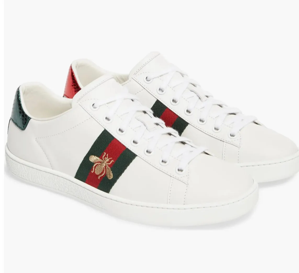 Pre-Order GUCCI Swarovski Womens Ace Bee Sneakers Gazelle Adidas Indoor Shoes
