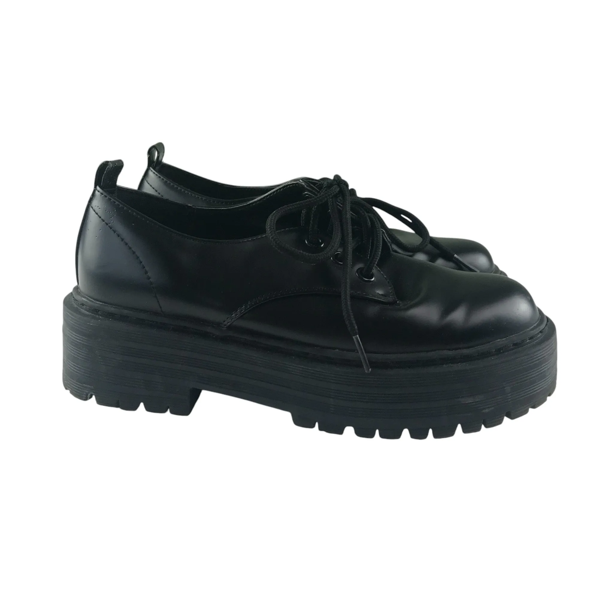 Primark shoes shoe size 3 black synthetic leather chunky low tops with laces Dsw Shoes Casual